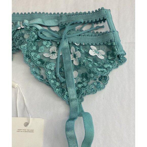 For Love & Lemons XXS Garter Belt Daisy Embroidered Green White New NWT - Picture 8 of 9